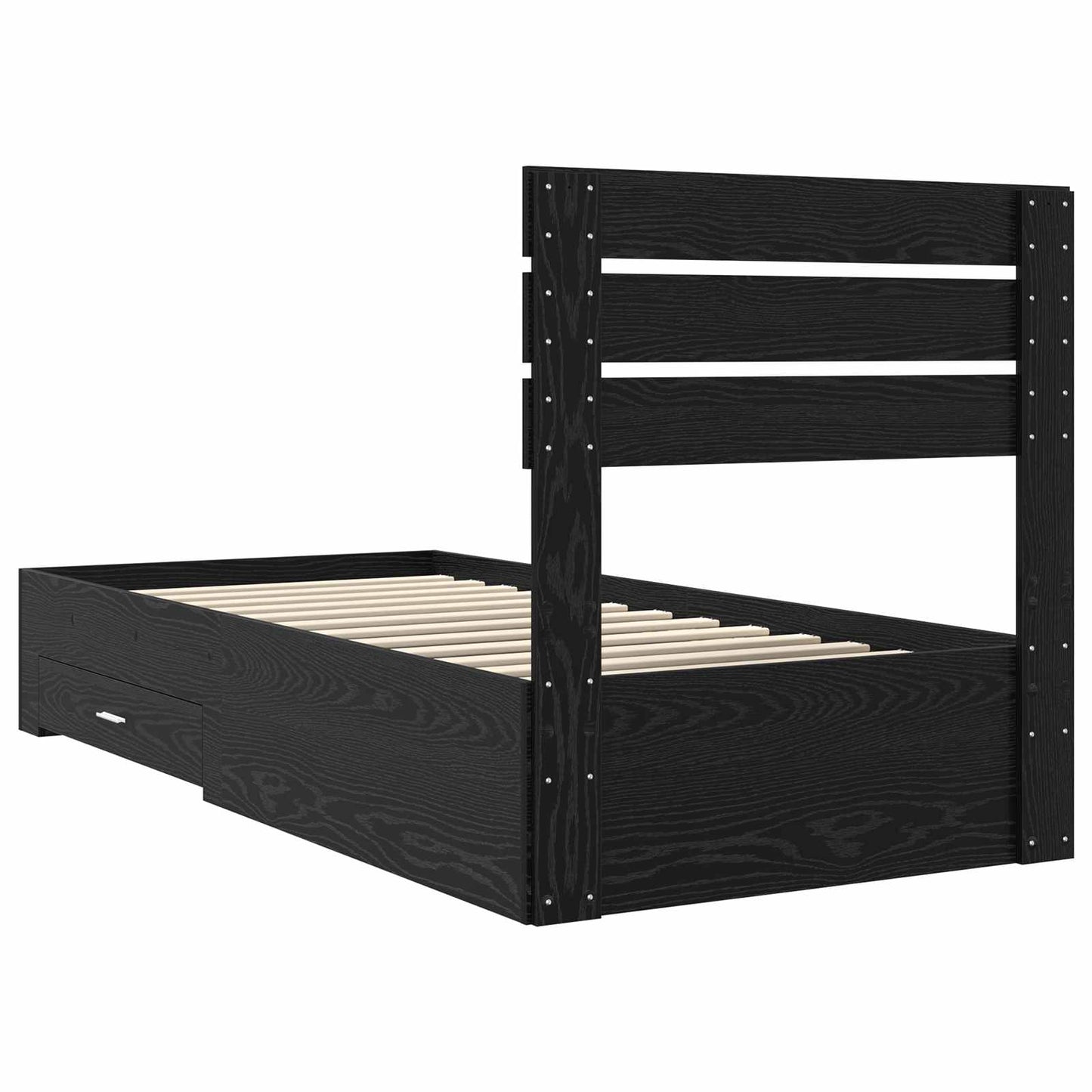Struttura del letto Rovere Nero 90 x 200 cm Legno multistrato | homemem39