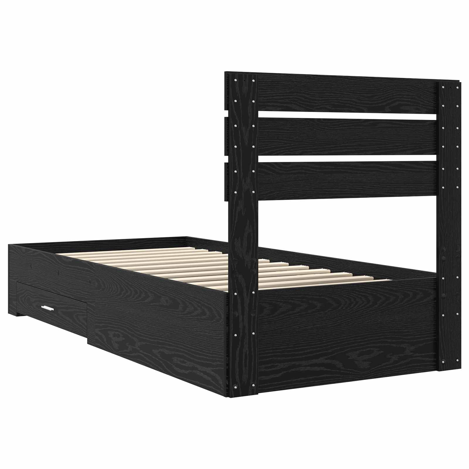 Struttura del letto Rovere Nero 90 x 200 cm Legno multistrato | homemem39