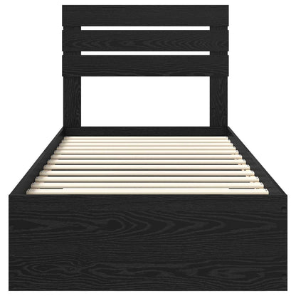Struttura del letto Rovere Nero 90 x 200 cm Legno multistrato | homemem39