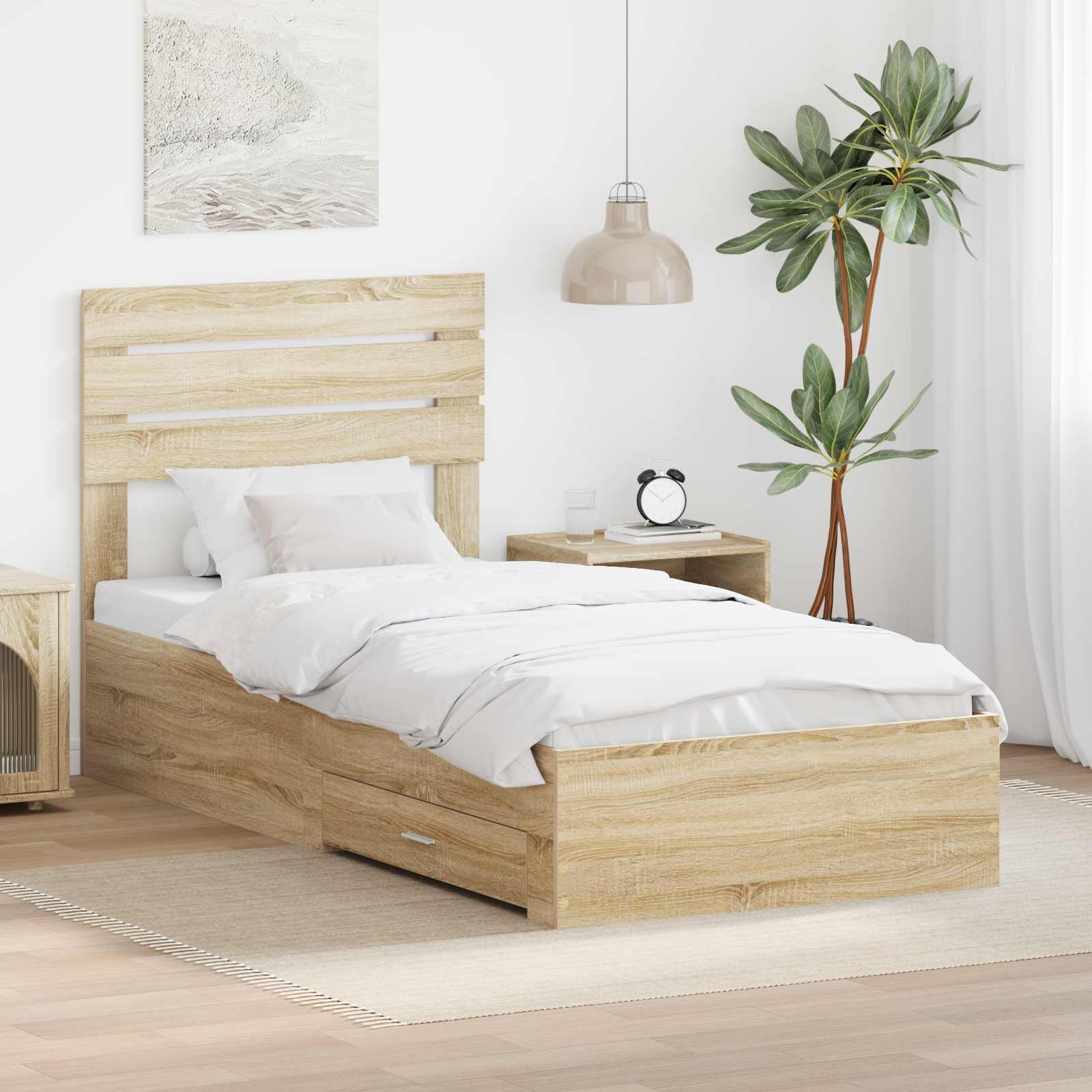 Struttura del letto con cassetto con testiera Legno multistrato | homemem39