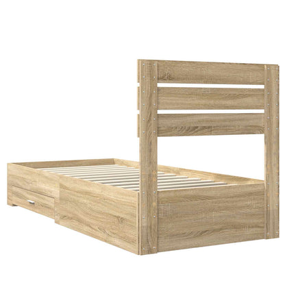 Struttura del letto Rovere Sonoma 90 x 190 cm Legno multistrato | homemem39