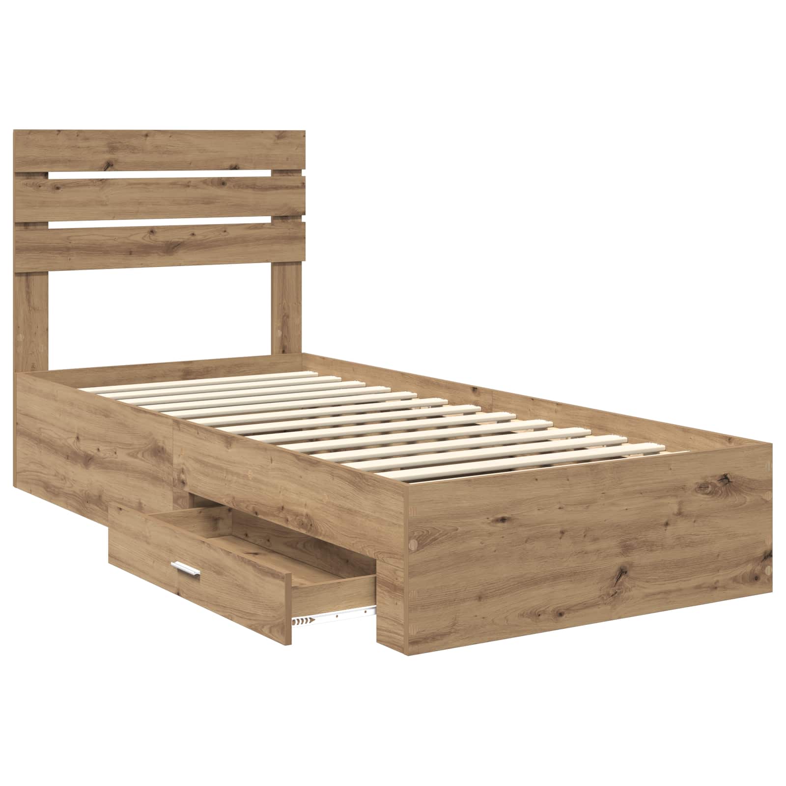 Struttura del letto con cassetto Rovere artigianale 90 x 190 cm | homemem39