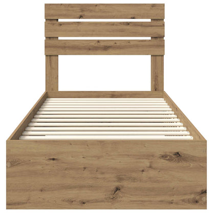 Struttura del letto con cassetto Rovere artigianale 90 x 190 cm | homemem39