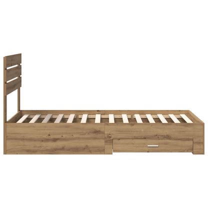 Struttura del letto con cassetto Rovere artigianale 90 x 190 cm | homemem39
