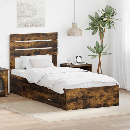 Struttura del letto Rovere Affumicato e Argento 75 x 190 cm | homemem39