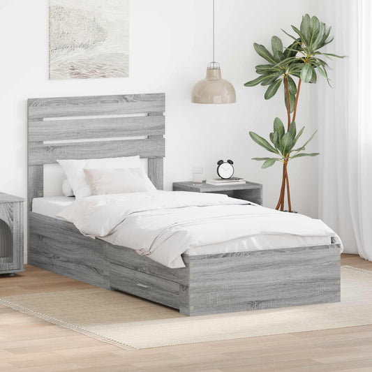 Struttura del letto Grigio Sonoma e Argento 75 x 190 cm | homemem39