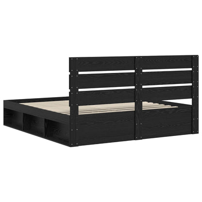 Struttura del letto Nero 200 x 200 cm Pino massello | homemem39