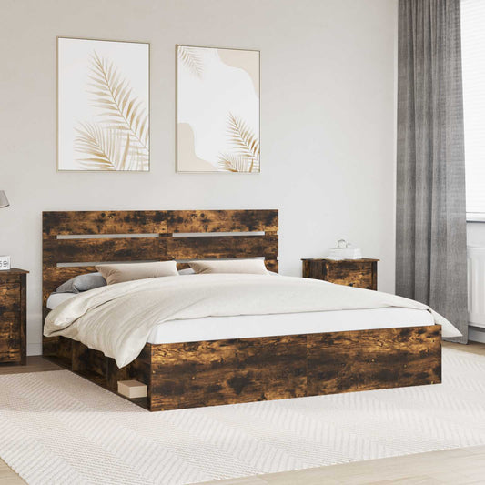 Struttura del letto Rovere fumé 200 x 200 cm Pino massello | homemem39