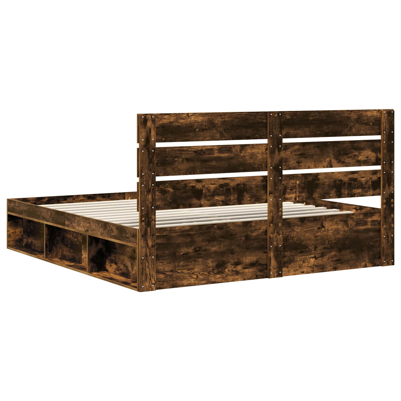 Struttura del letto Rovere fumé 200 x 200 cm Pino massello | homemem39