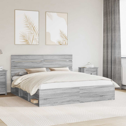 Struttura del letto Grigio Sonoma 200 x 200 cm Pino massello | homemem39
