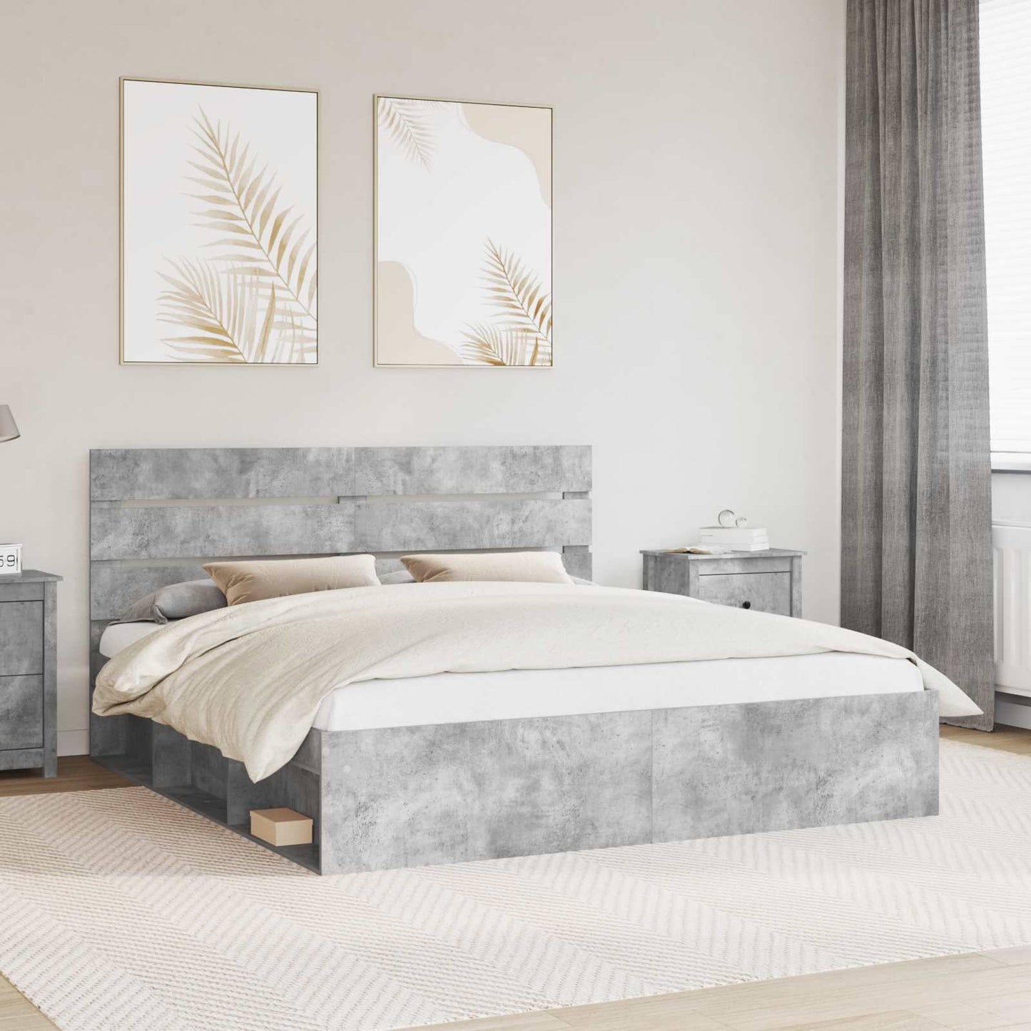 Struttura del letto Calcestruzzo 180 x 200 cm Pino massello | homemem39