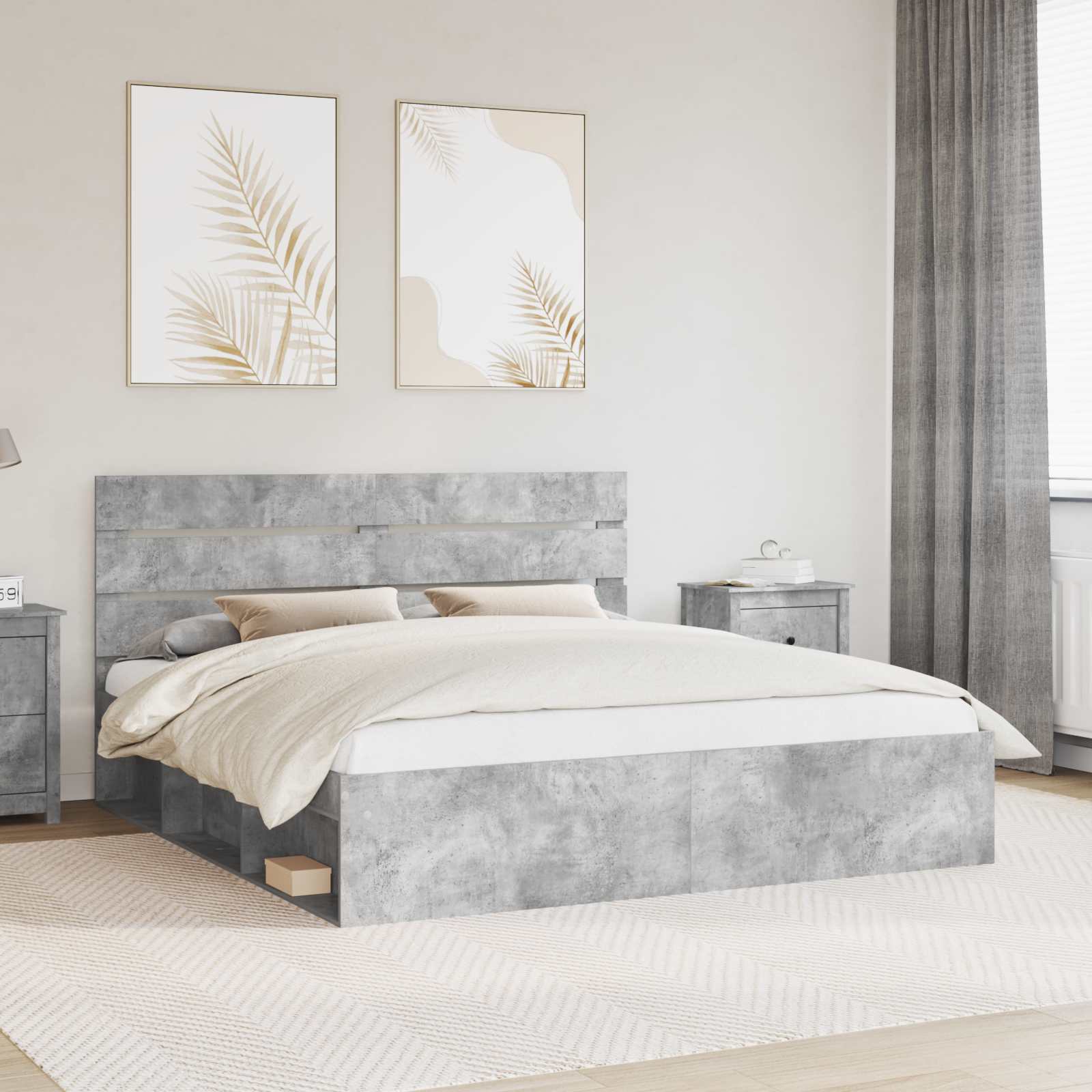 Struttura del letto Calcestruzzo 180 x 200 cm Pino massello | homemem39