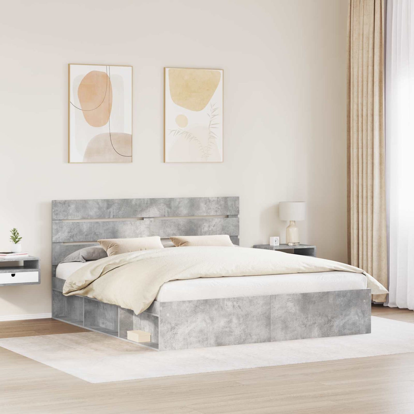Struttura del letto Calcestruzzo 180 x 200 cm Pino massello | homemem39