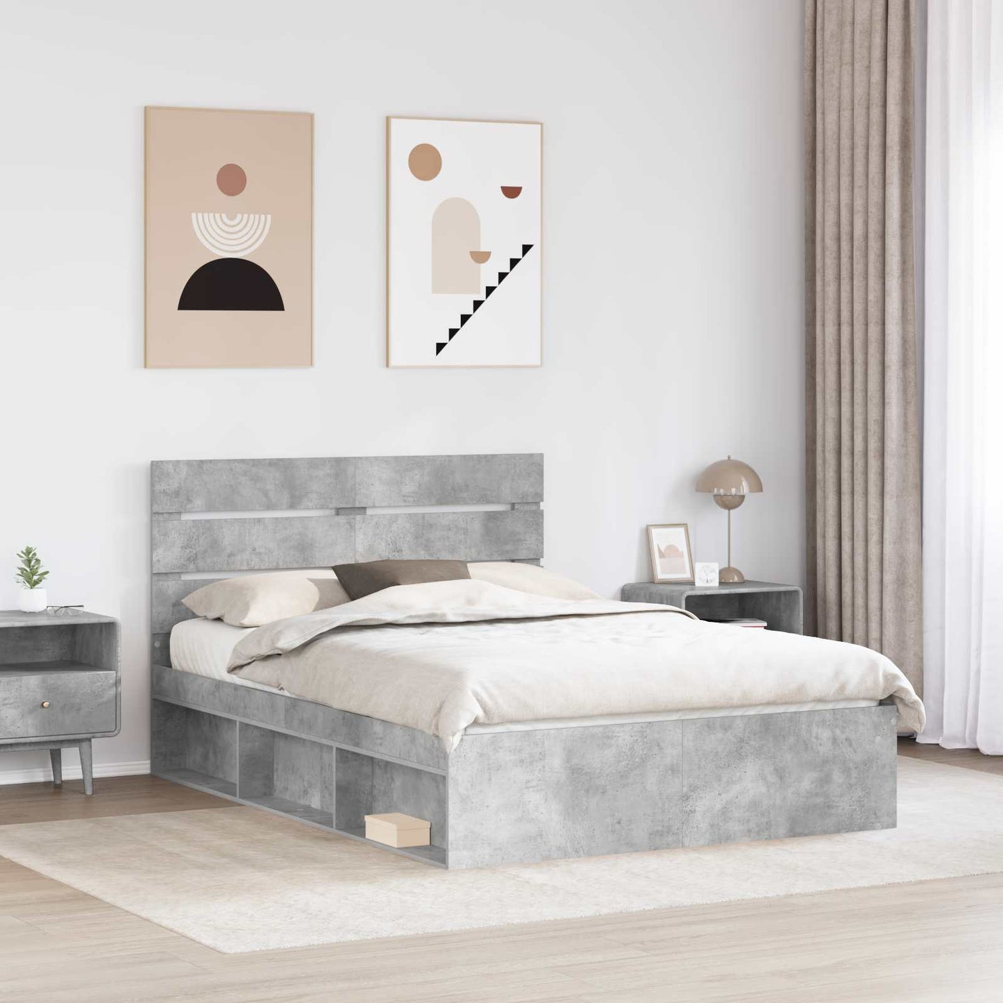 Struttura del letto Grigio Concretè 150 x 200 cm Pino massello | homemem39