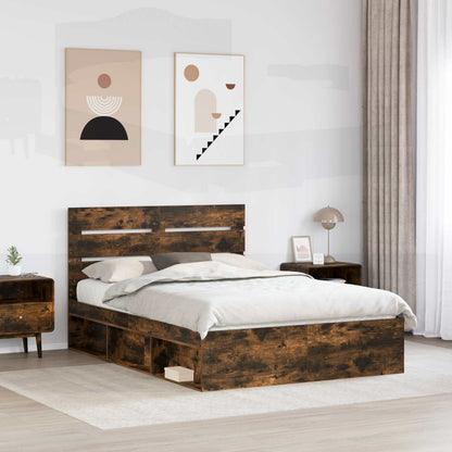 Struttura del letto Rovere fumé 150 x 200 cm Pino massello | homemem39