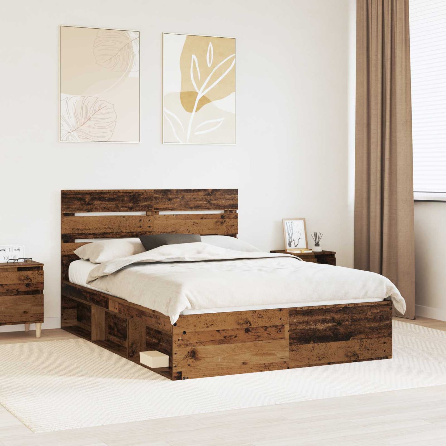 Struttura del letto Legno vecchio 150 x 200 cm Pino massello | homemem39