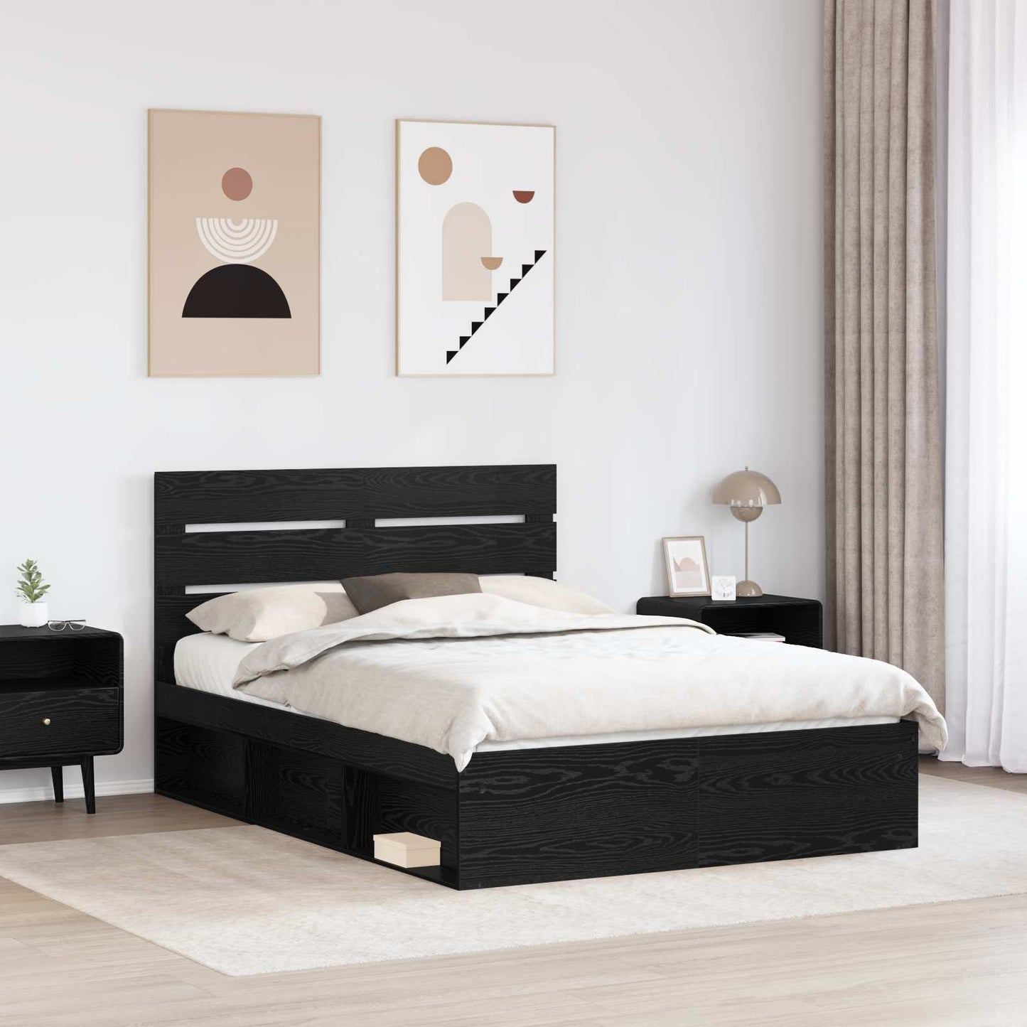 Struttura del letto Nero 140 x 190 cm Pino massello | homemem39