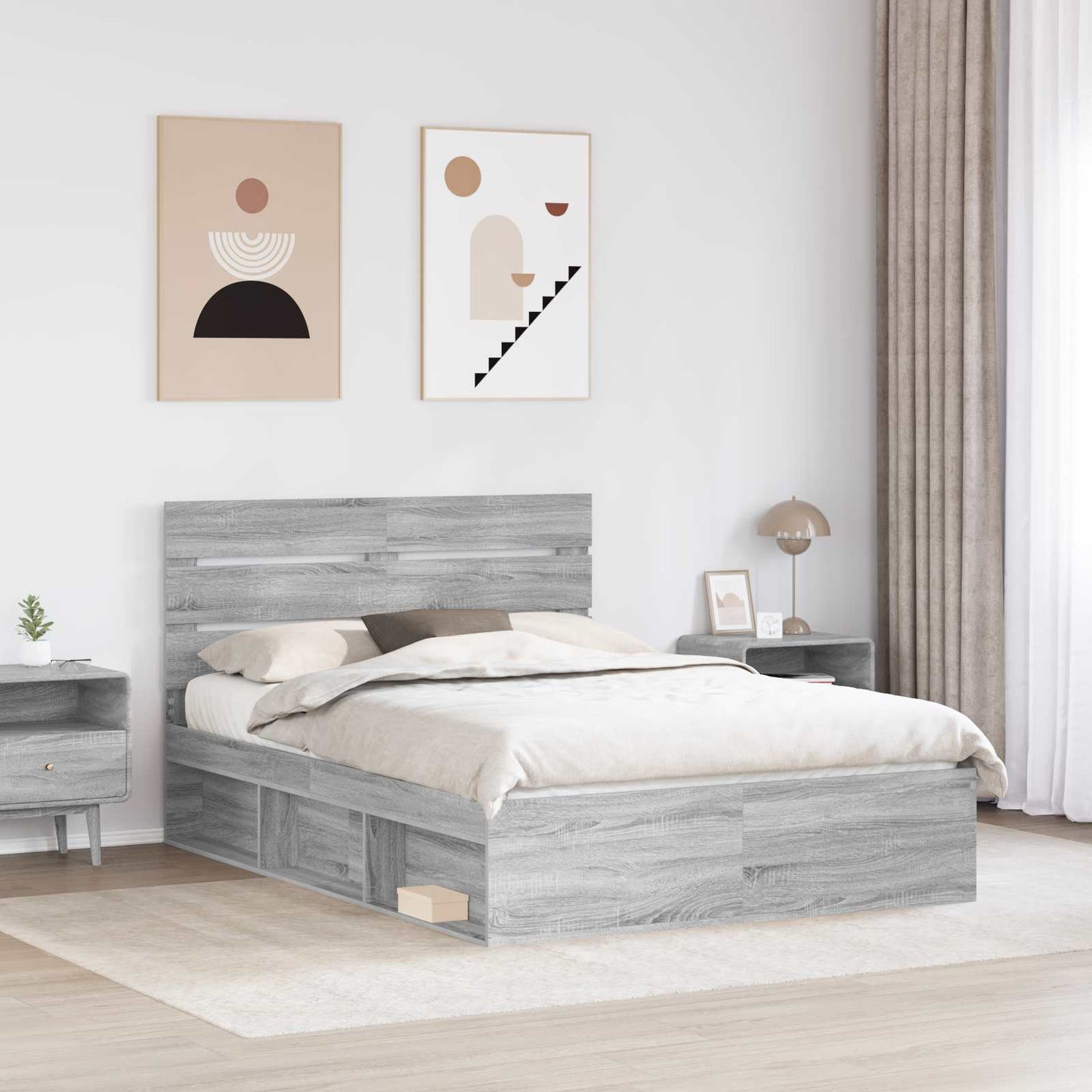 Struttura del letto Grigio Sonoma 140 x 190 cm Pino massello | homemem39