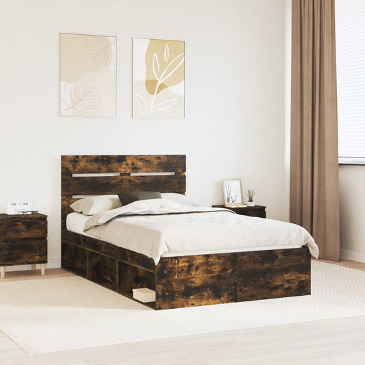 Struttura del letto Rovere fumé 135 x 190 cm Pino massello | homemem39