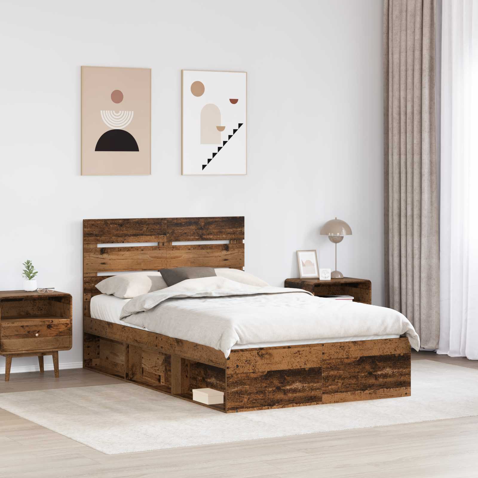 Struttura del letto Legno vecchio 135 x 190 cm Pino massello | homemem39