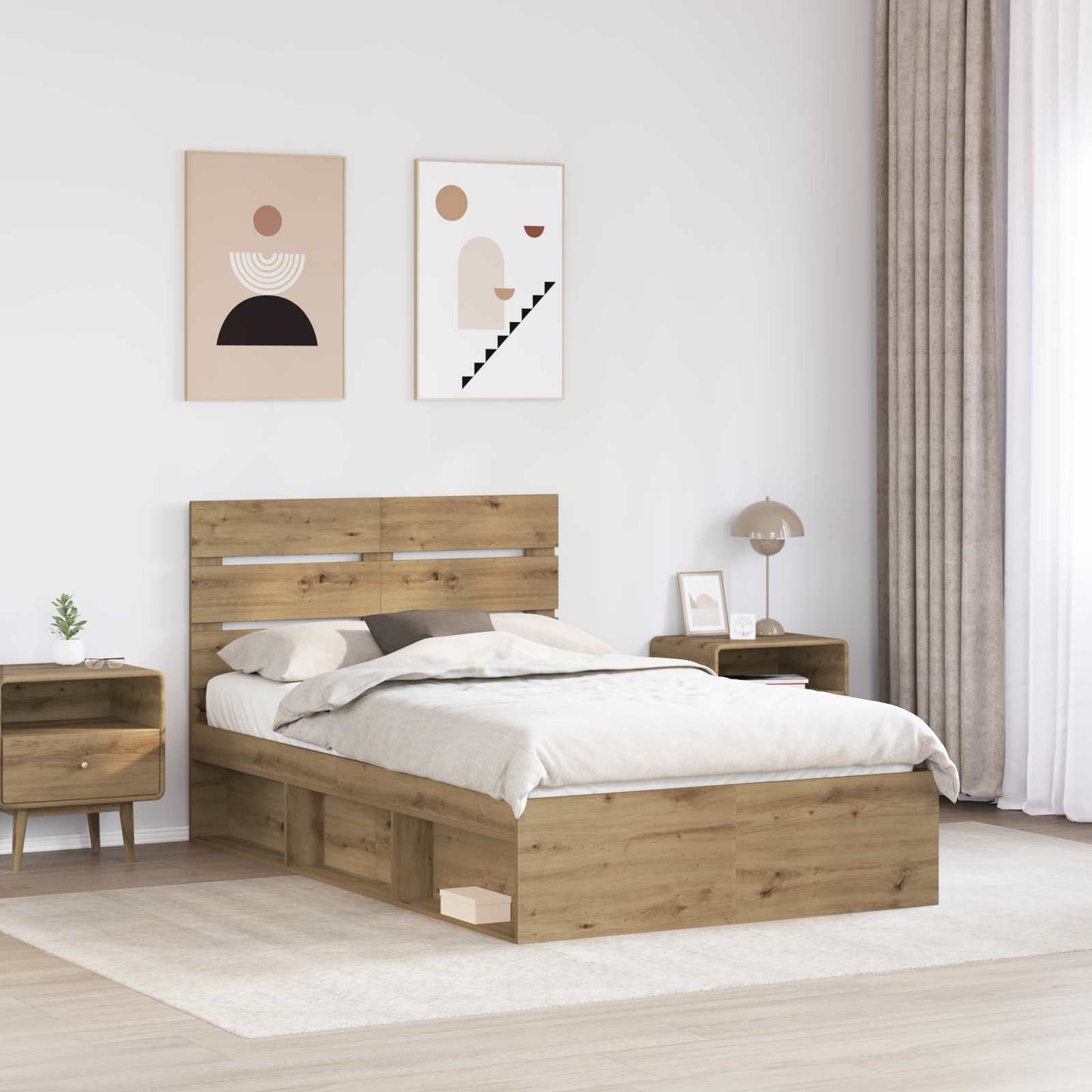 Struttura del letto Rovere Artigianale 135 x 190 cm | homemem39