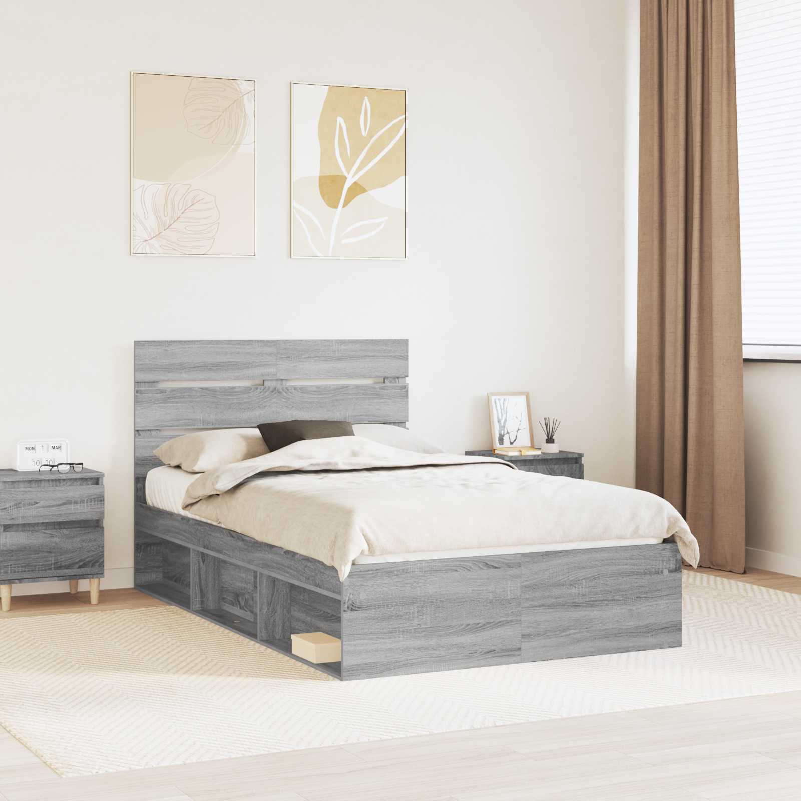 Struttura del letto Grigio Sonoma 120 x 200 cm Pino massello | homemem39