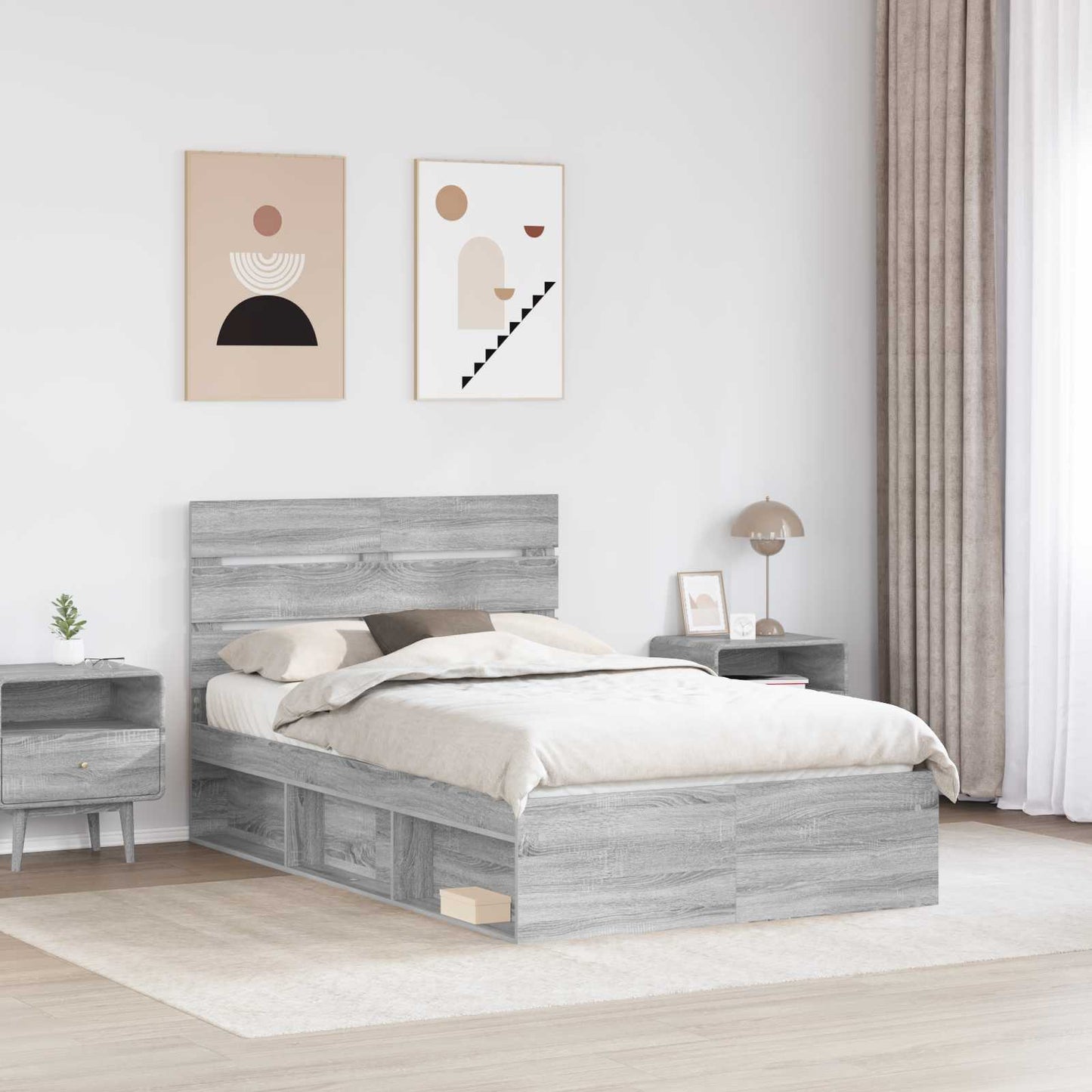 Struttura del letto Grigio Sonoma 120 x 200 cm Pino massello | homemem39