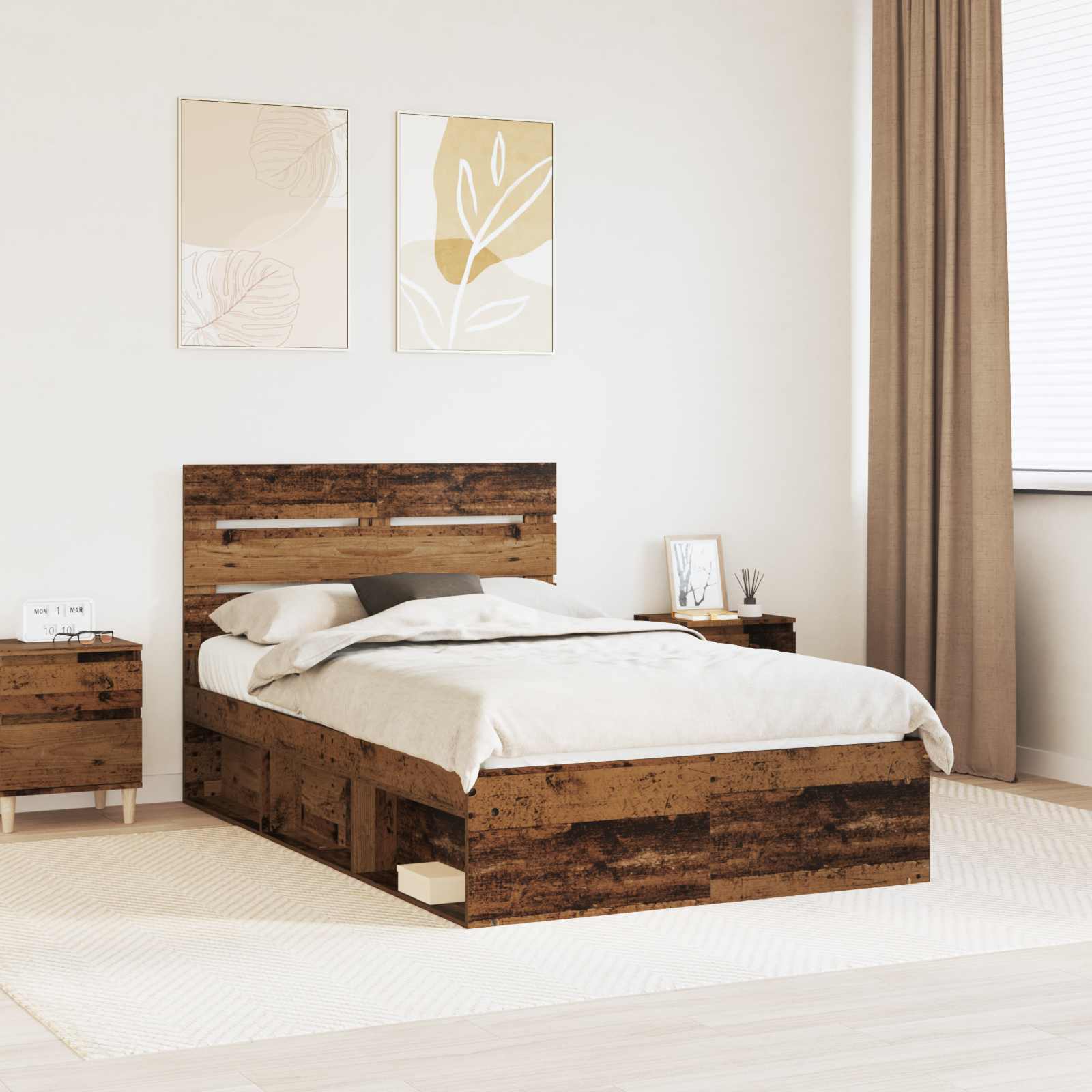 Struttura del letto Legno vecchio 120 x 190 cm Pino massello | homemem39