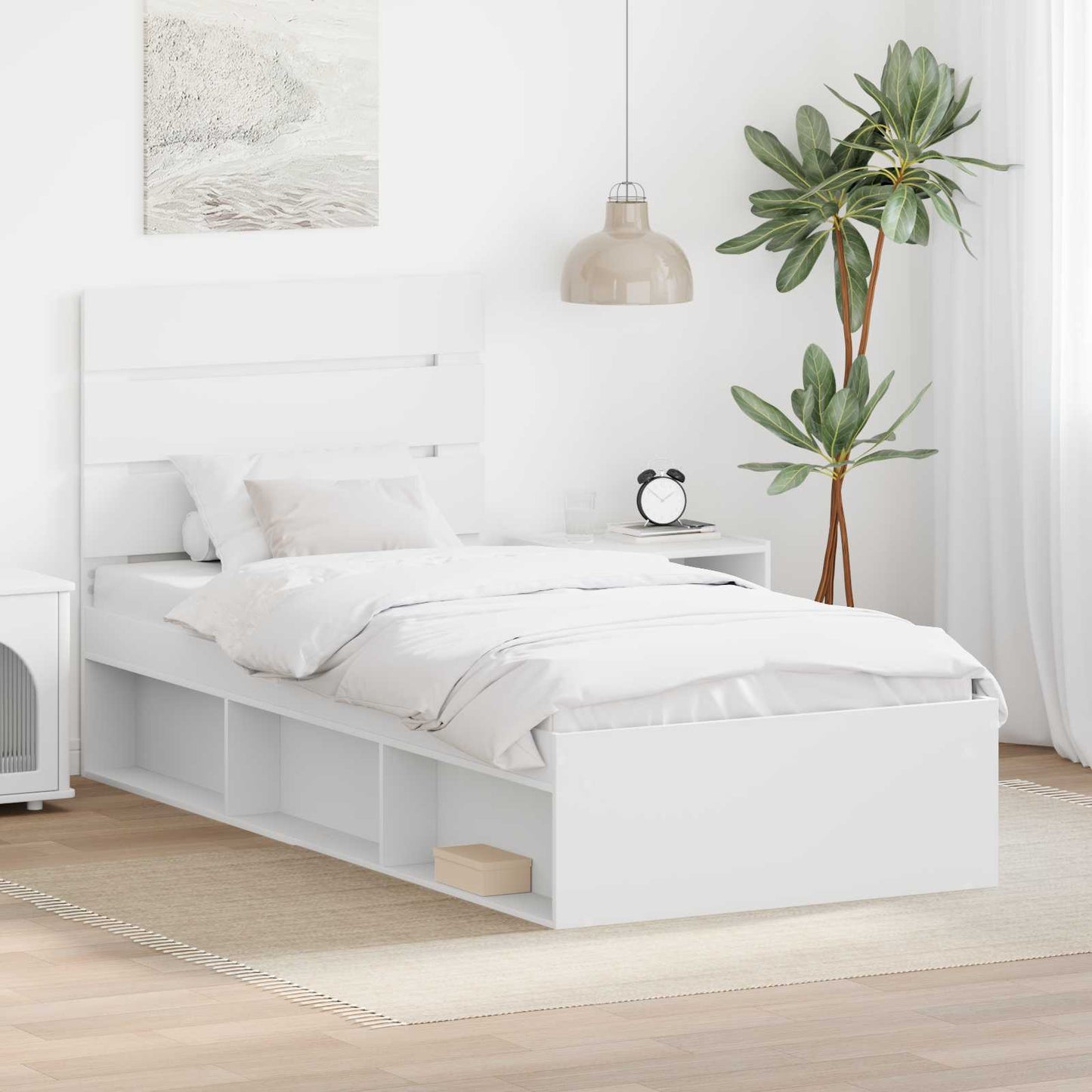 Struttura del letto Bianco 100 x 200 cm Pino massello | homemem39