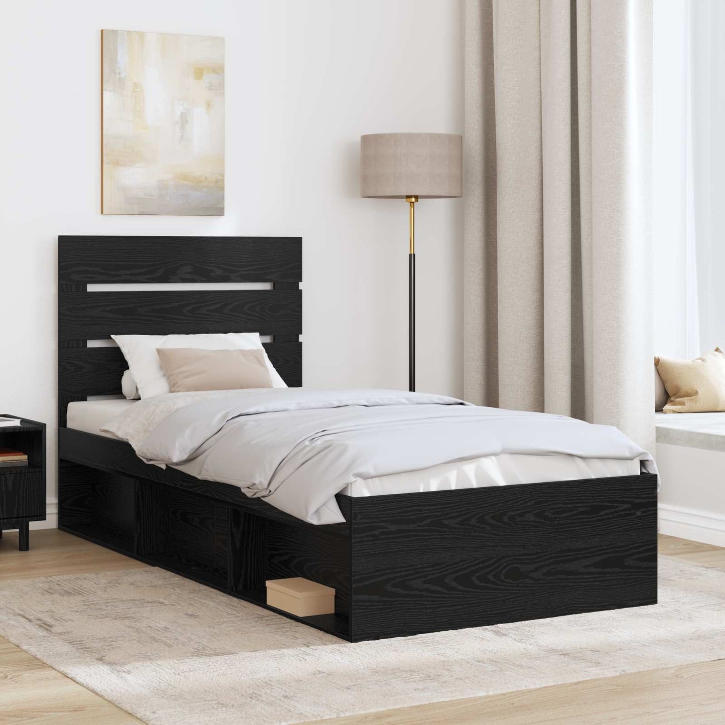 Struttura del letto Nero 100 x 200 cm Pino massello | homemem39