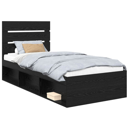 Struttura del letto con testiera Nero 90 x 200 cm Pino massello | homemem39