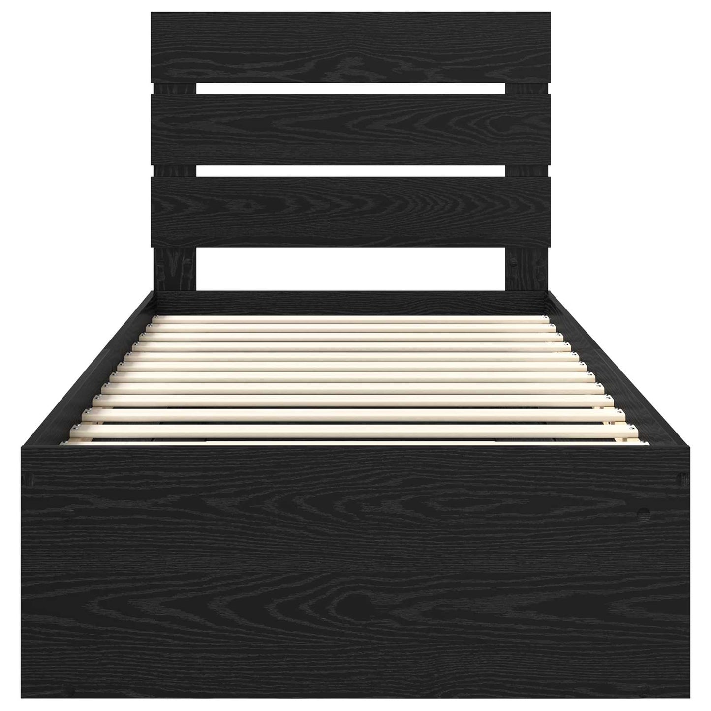 Struttura del letto con testiera Nero 90 x 200 cm Pino massello | homemem39
