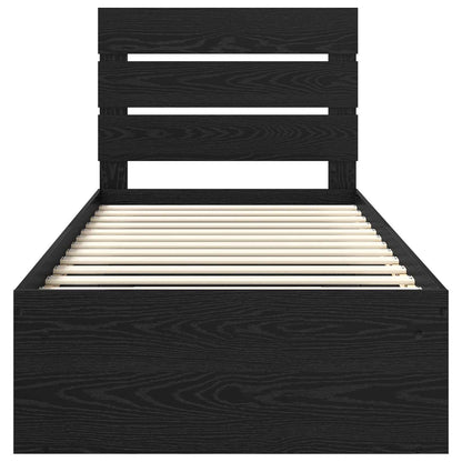 Struttura del letto con testiera Nero 90 x 200 cm Pino massello | homemem39