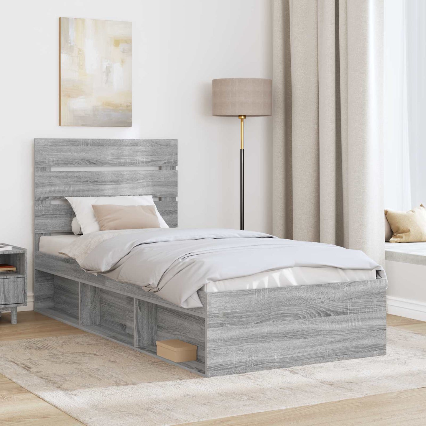 Struttura del letto Grigio Sonoma 90 x 200 cm Pino massello | homemem39