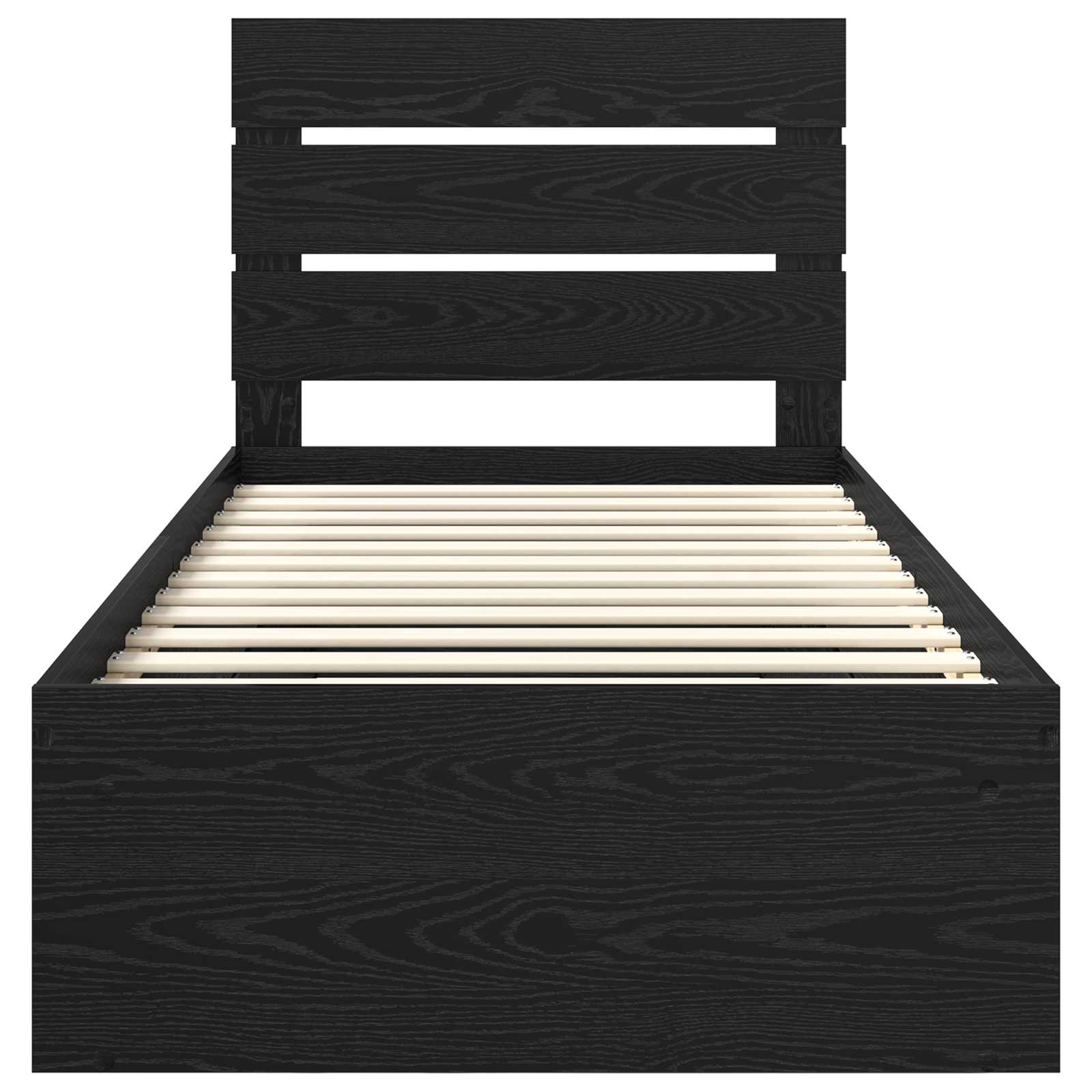 Struttura del letto con testiera Nero 90 x 190 cm Pino massello | homemem39