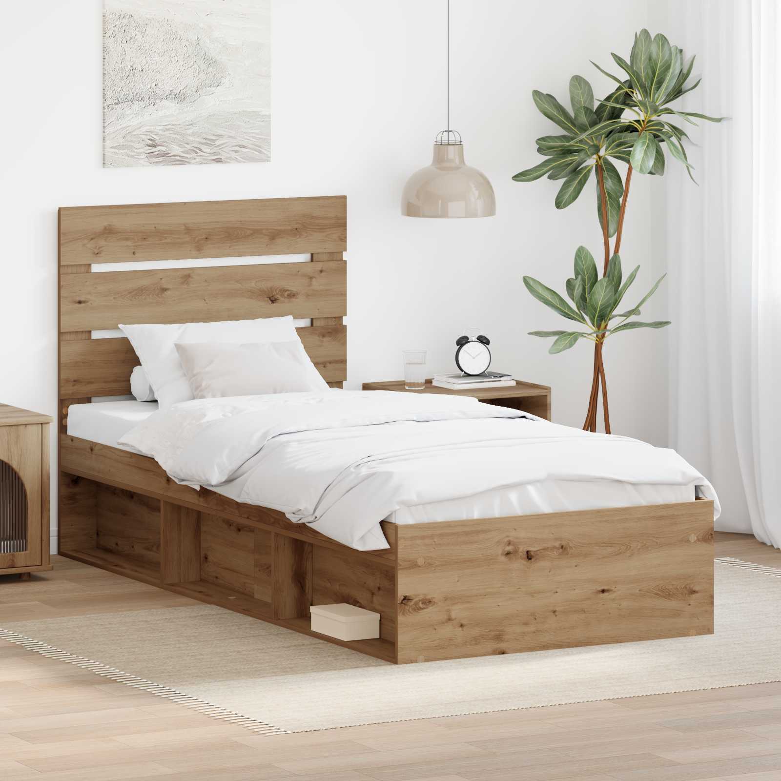 Struttura del letto con testiera Rovere Artigianale 90 x 190 cm | homemem39