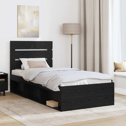 Struttura del letto con testiera Nero 75 x 190 cm Pino massello | homemem39