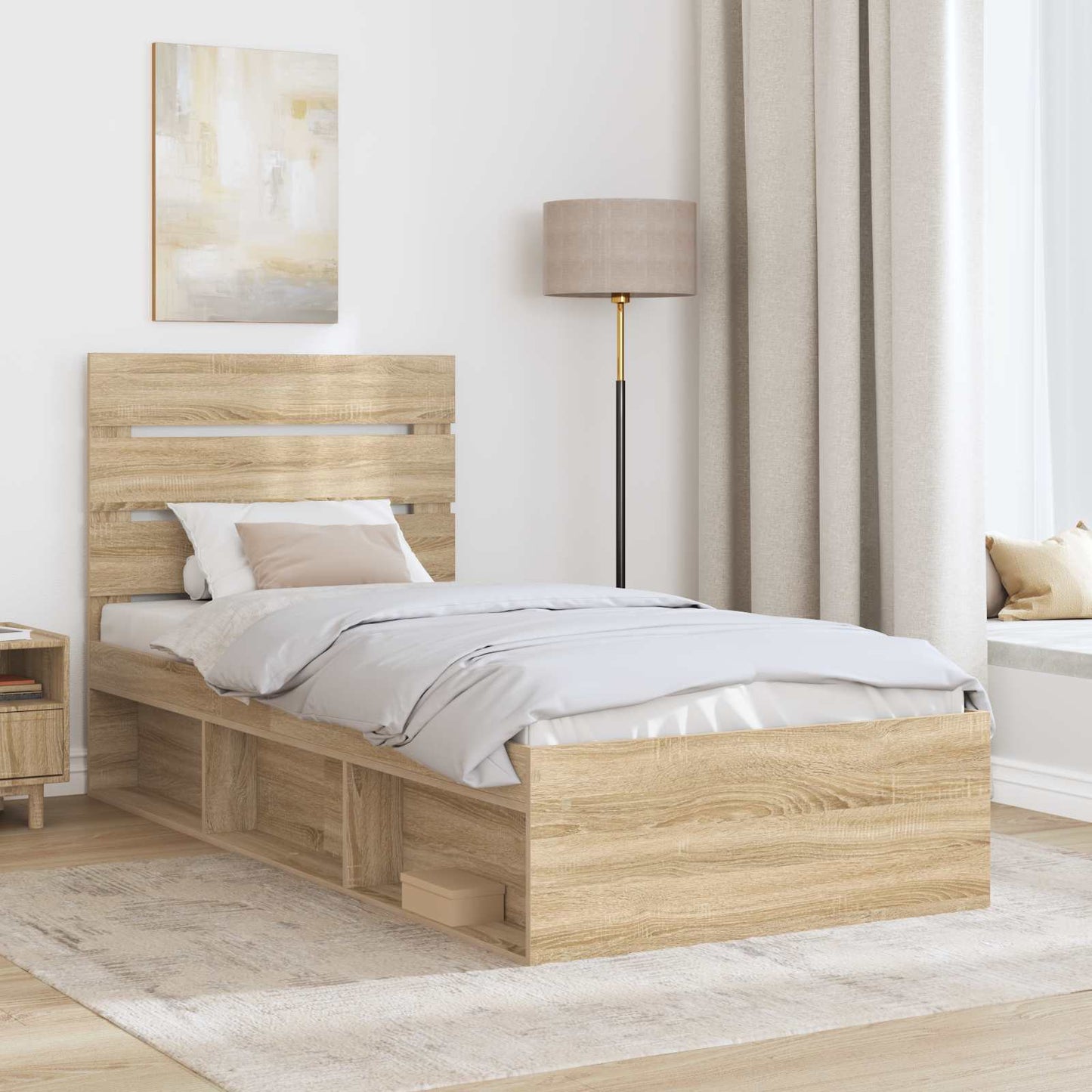 Struttura del letto Rovere Sonoma 75 x 190 cm Pino massello | homemem39