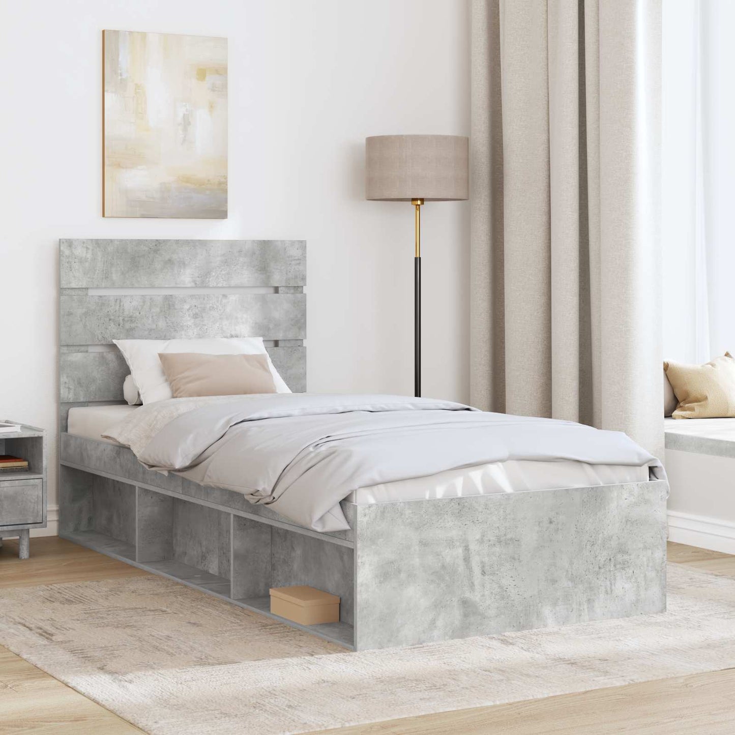 Struttura del letto Grigio Concretè 75 x 190 cm Pino massello | homemem39