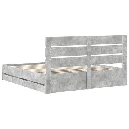 Struttura del letto con cassetto Grigio cemento 200 x 200 cm | homemem39