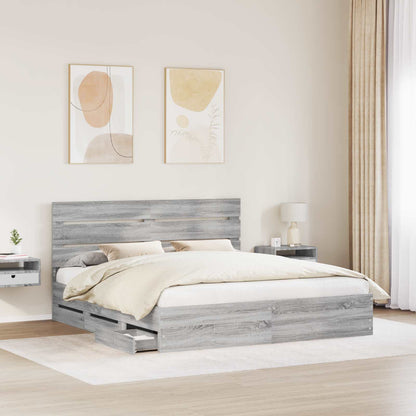 Struttura del letto con cassetto Grigio Sonoma 200 x 200 cm
