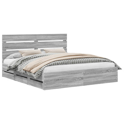 Struttura del letto con cassetto Grigio Sonoma 200 x 200 cm