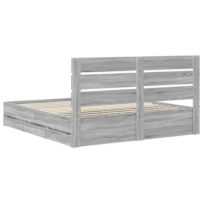 Struttura del letto con cassetto Grigio Sonoma 200 x 200 cm | homemem39