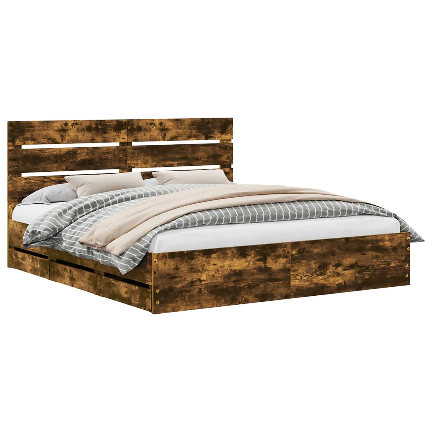 Struttura del letto con cassetto Rovere fumé 180 x 200 cm