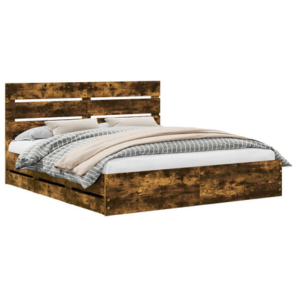 Struttura del letto con cassetto Rovere fumé 180 x 200 cm