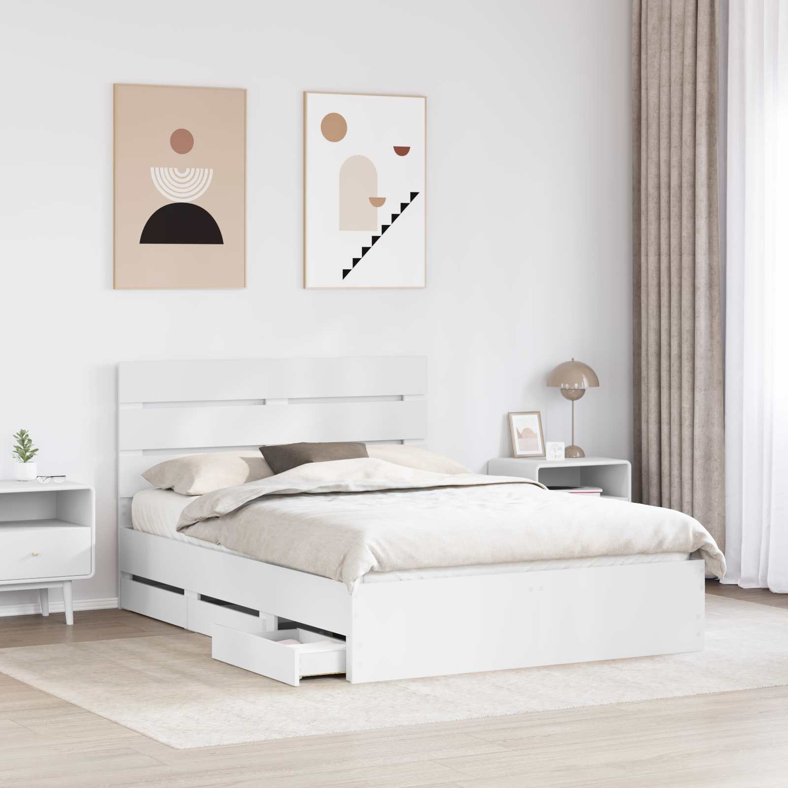 Struttura del letto Bianco 150 x 200 cm Legno Ingegnerizzato | homemem39