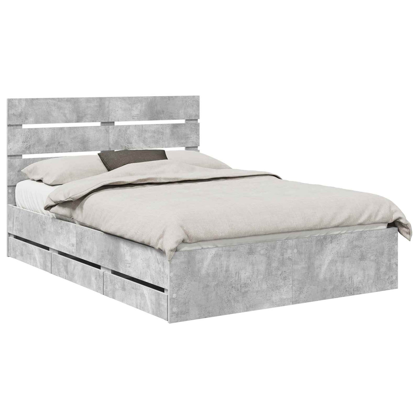 Struttura del letto con cassetto Grigio cemento 150 x 200 cm