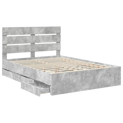 Struttura del letto con cassetto Grigio cemento 150 x 200 cm