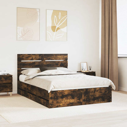 Struttura del letto con cassetto Rovere fumé 150 x 200 cm | homemem39