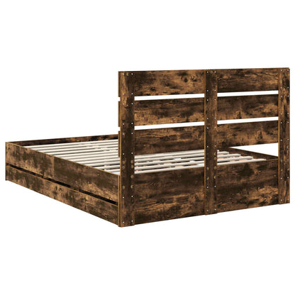 Struttura del letto con cassetto Rovere fumé 150 x 200 cm | homemem39